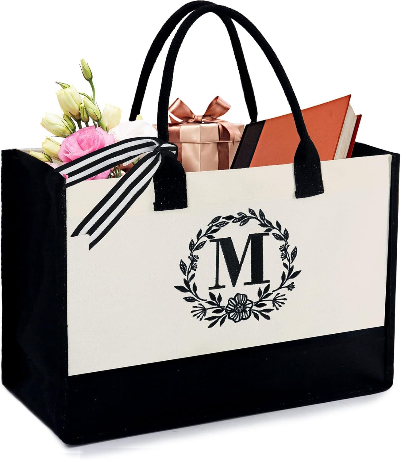 Fabricant Sac Tote Broderie Monogramme Initiale Logo Personnalisé pour Femmes Enseignantes Mamans Amies Cadeau Anniversaire Plage Mariage Travail Grossiste