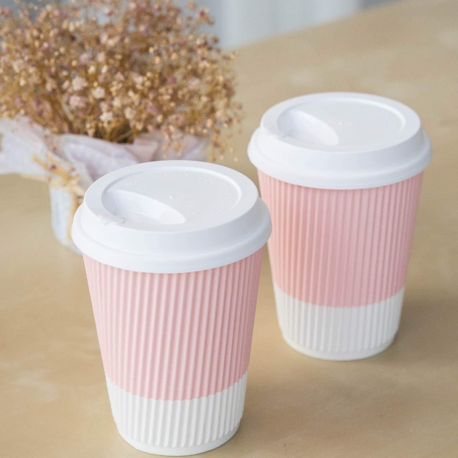 Fournisseur Gobelets à Café Jetables 12 oz avec Couvercles Refermables Anti-Fuites Isolés pour Boissons Chaudes à Emporter Lot de 80 En Vrac Logo Personnalisé
