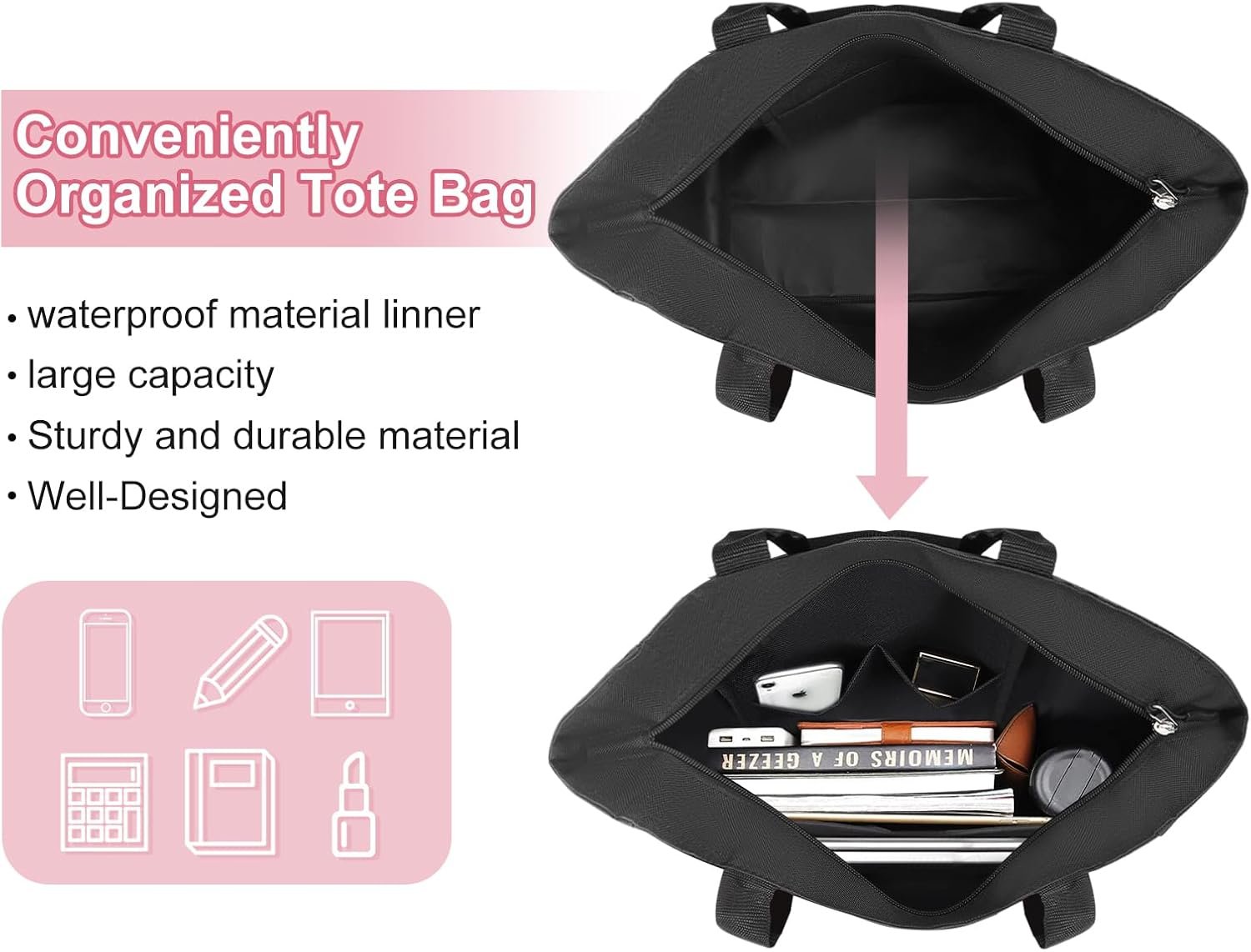 Fabricant Tote Bag Étanche Personnalisée Monogramme Initiales A-Z En Vrac Marque Blanche Noir Rose pour Demoiselles d'Honneur