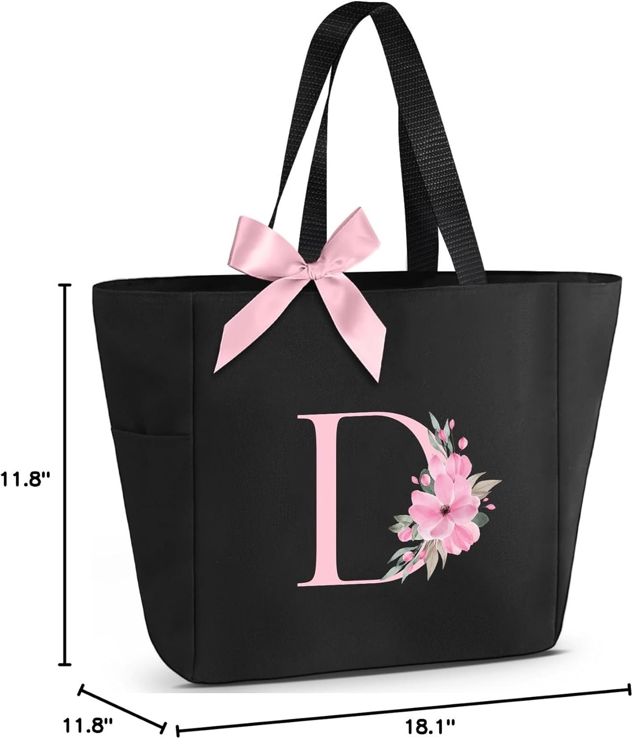 Fabricant Tote Bag Étanche Personnalisée Monogramme Initiales A-Z En Vrac Marque Blanche Noir Rose pour Demoiselles d'Honneur