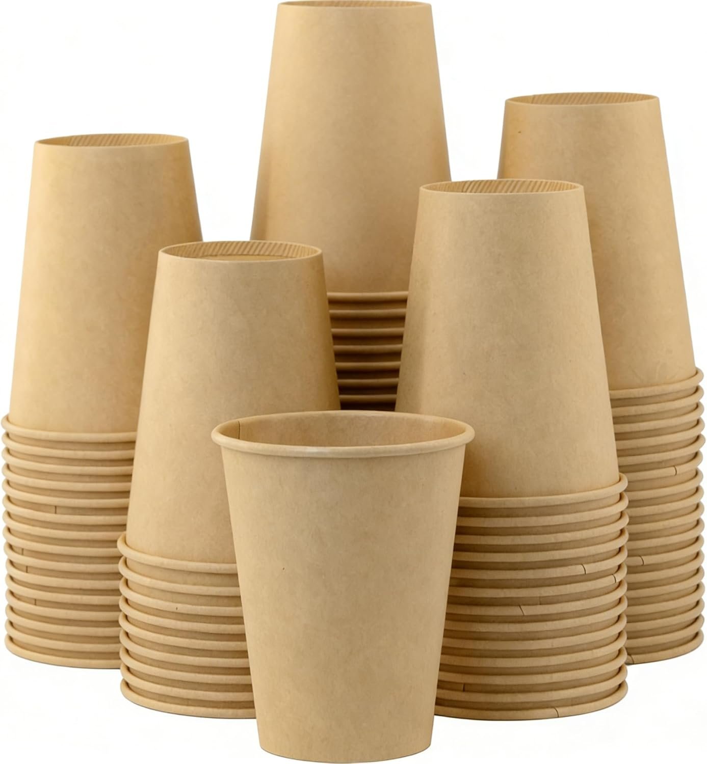 Grossiste Gobelets à Café Jetables 12 oz Paquet de 100 en Papier Marron Fournisseur Marque Blanche pour Thé Chaud Chocolat Boissons Froides