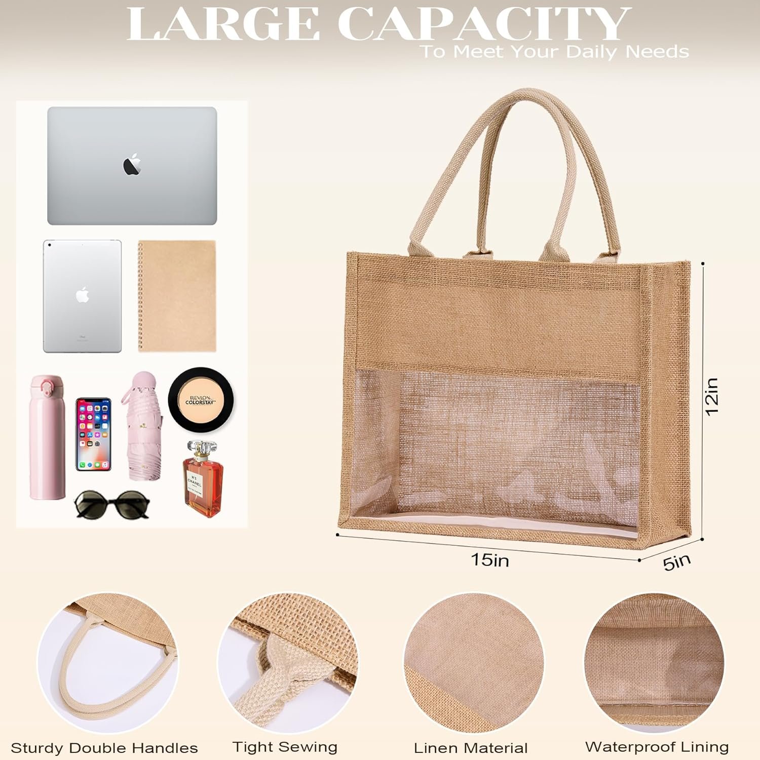 Fournisseur Grossiste de Sacs Cabas en Jute à Logo Personnalisé pour Femmes