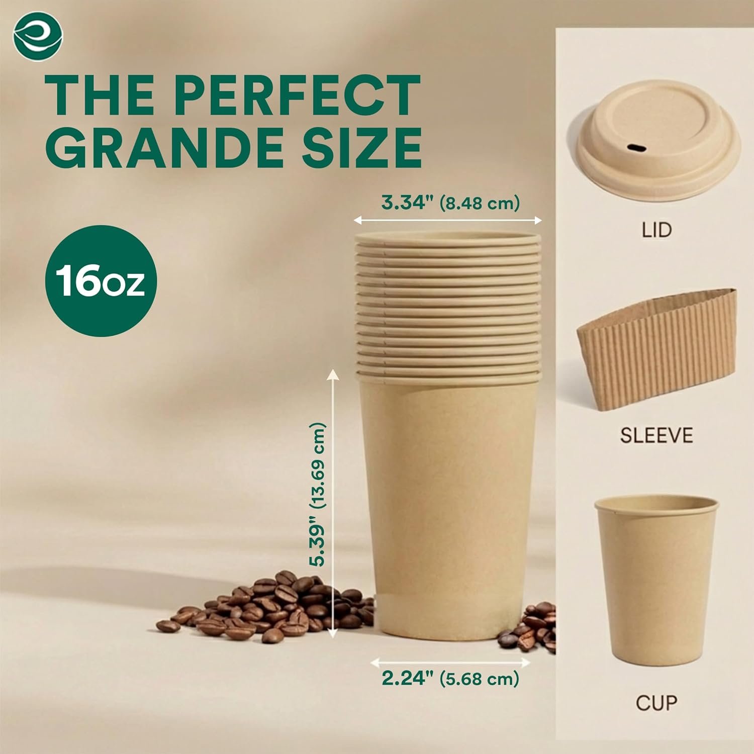 Grossiste Pack de 50 Gobelets à Café Jetables 16 oz avec Couvercles et Manches Biodégradables Compostables Étanches Robustes pour Boissons Chaudes Fabricant Logo Personnalisé