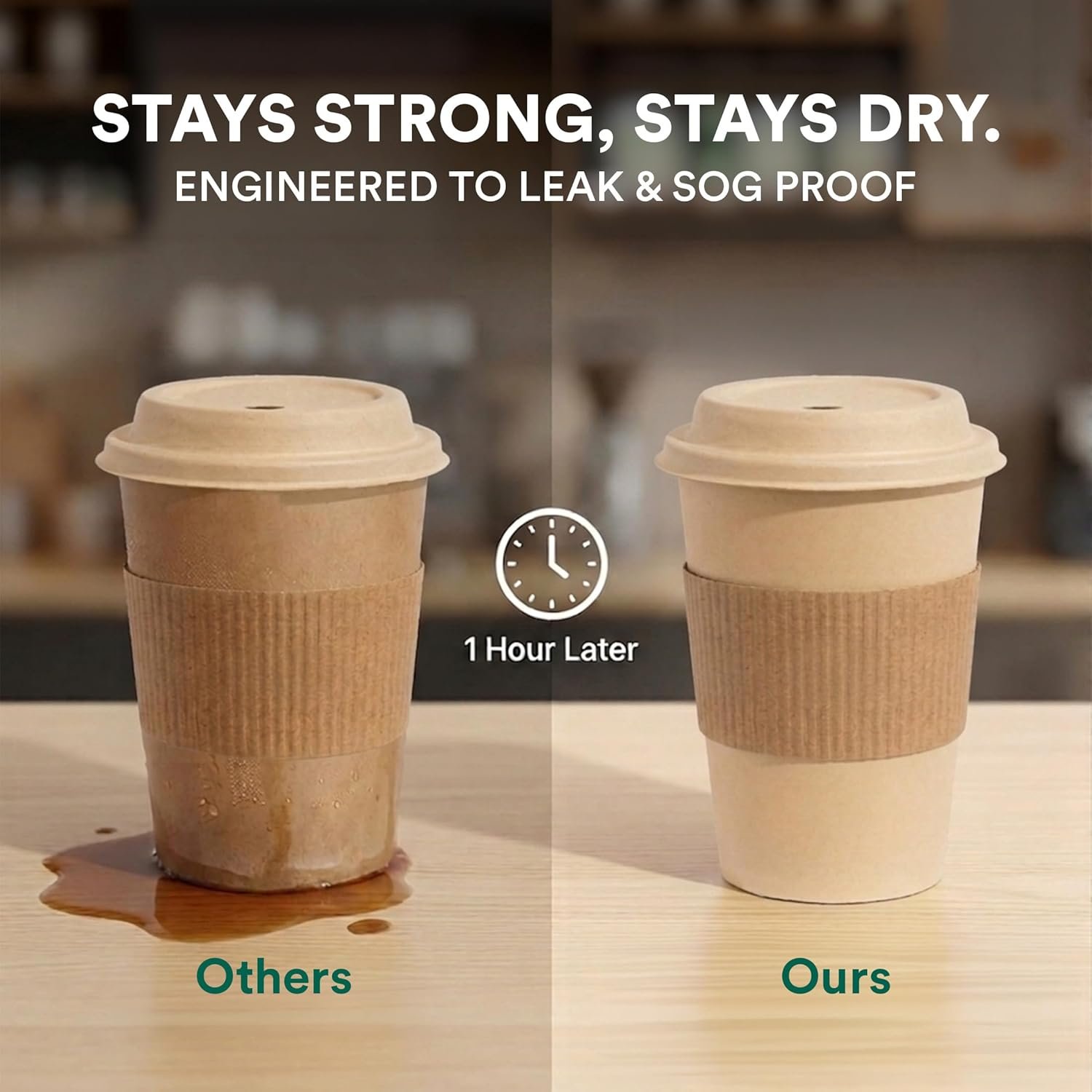 Grossiste Pack de 50 Gobelets à Café Jetables 16 oz avec Couvercles et Manches Biodégradables Compostables Étanches Robustes pour Boissons Chaudes Fabricant Logo Personnalisé