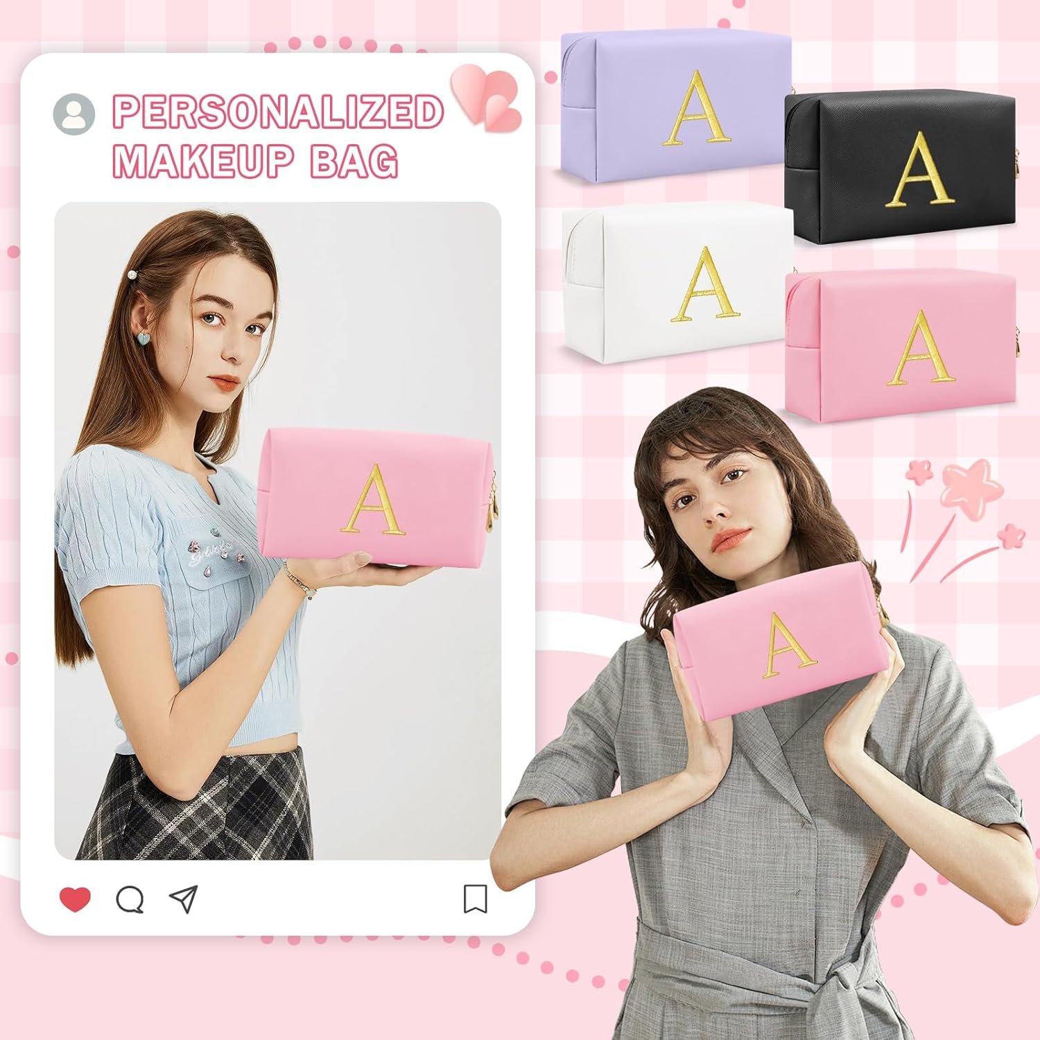 Grossiste Pochette Maquillage Initiale Broderie Or Préppy Logo Personnalisé Petit Sac Toilette Voyage Cadeaux Noël Anniversaire Filles Femmes Fabricant (Rose-A) Grossiste Pochette Maquillage Initiale Broderie Or Préppy Logo Personnalisé Petit Sac Toilette Voyage Cadeaux Noël Anniversaire Filles Femmes Fabricant (Rose-A)