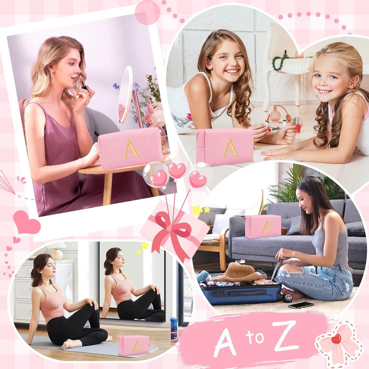 Grossiste Pochette Maquillage Initiale Broderie Or Préppy Logo Personnalisé Petit Sac Toilette Voyage Cadeaux Noël Anniversaire Filles Femmes Fabricant (Rose-A) Grossiste Pochette Maquillage Initiale Broderie Or Préppy Logo Personnalisé Petit Sac Toilette Voyage Cadeaux Noël Anniversaire Filles Femmes Fabricant (Rose-A)