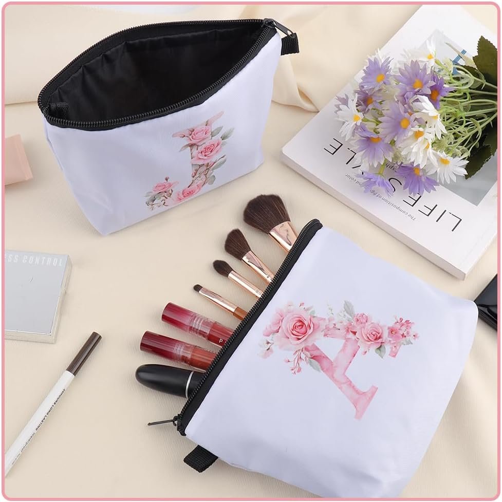 Grossiste de Sac de Maquillage Personnalisé Initiale A-Z pour Femmes – Fournisseur Organiseur Cosmétiques Voyage Logo Personnalisé Demoiselles d'Honneur Anniversaire (J)