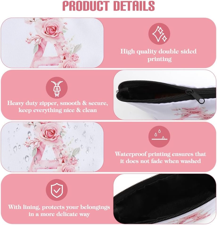 Grossiste de Sac de Maquillage Personnalisé Initiale A-Z pour Femmes – Fournisseur Organiseur Cosmétiques Voyage Logo Personnalisé Demoiselles d'Honneur Anniversaire (J)