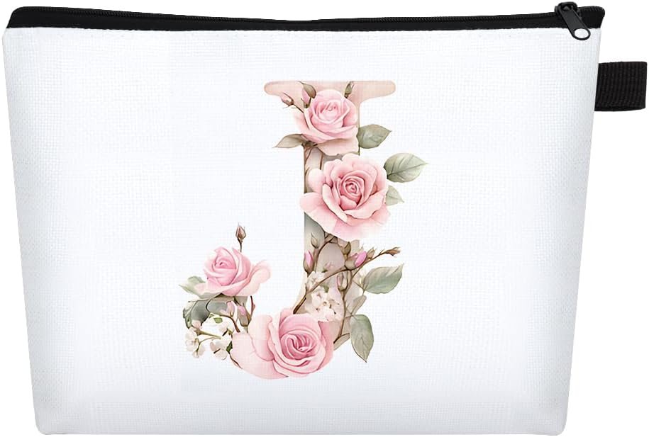 Grossiste de Sac de Maquillage Personnalisé Initiale A-Z pour Femmes – Fournisseur Organiseur Cosmétiques Voyage Logo Personnalisé Demoiselles d'Honneur Anniversaire (J)