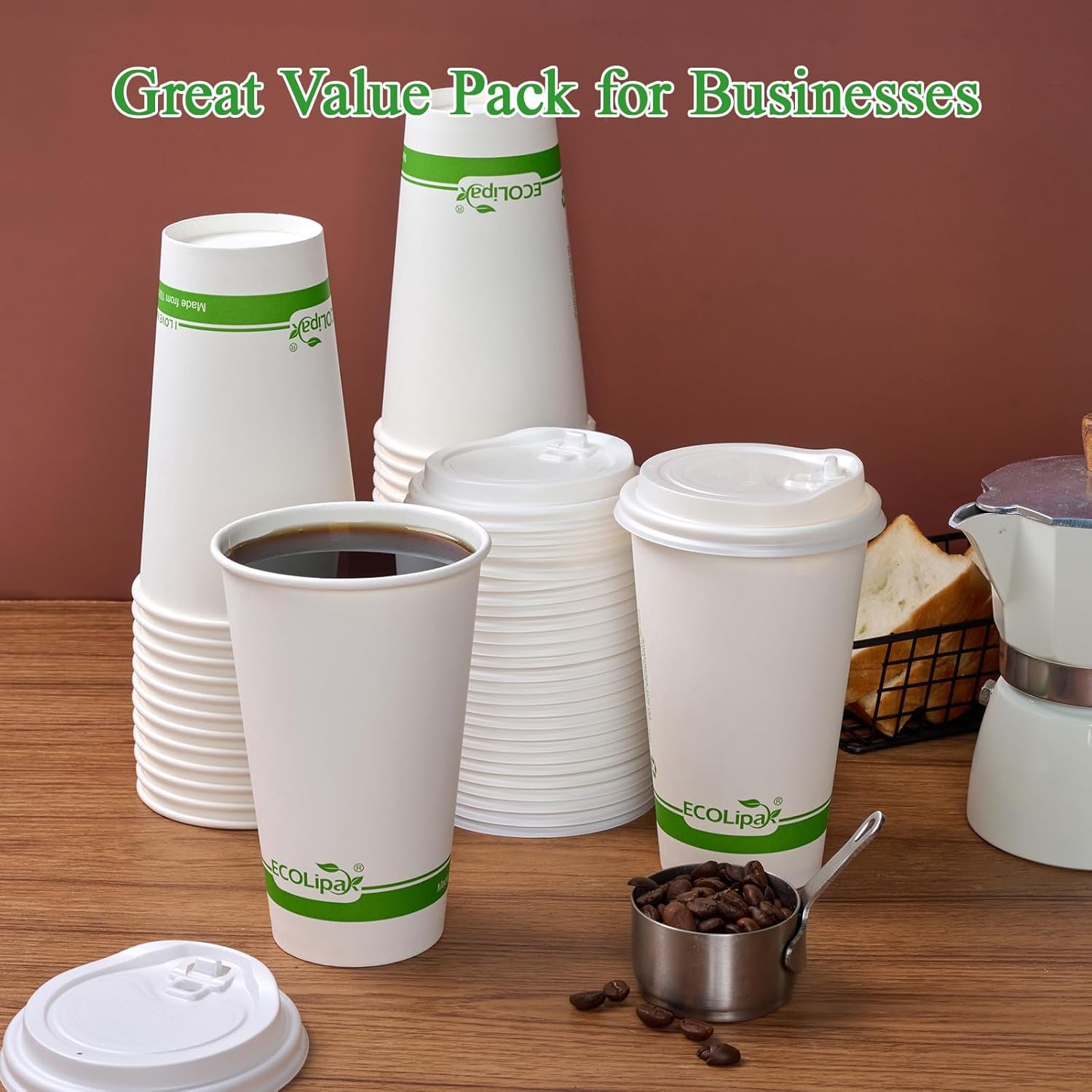 Grossiste gobelets à café en papier compostables 100 unités 16 oz avec couvercle CPLA logo personnalisé biodégradables pour boissons chaudes fêtes pique-niques voyages événements Fabricant