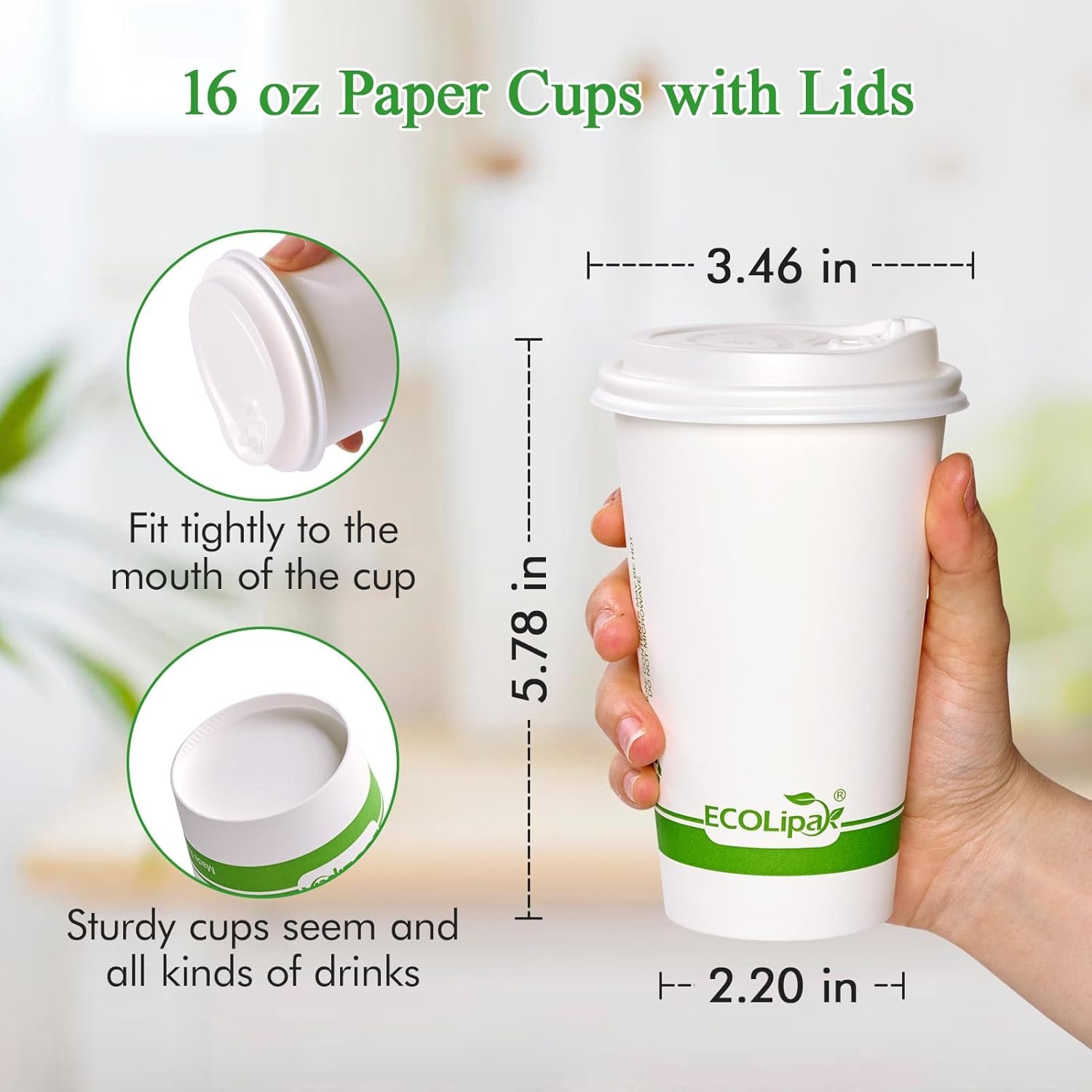 Grossiste gobelets à café en papier compostables 100 unités 16 oz avec couvercle CPLA logo personnalisé biodégradables pour boissons chaudes fêtes pique-niques voyages événements Fabricant