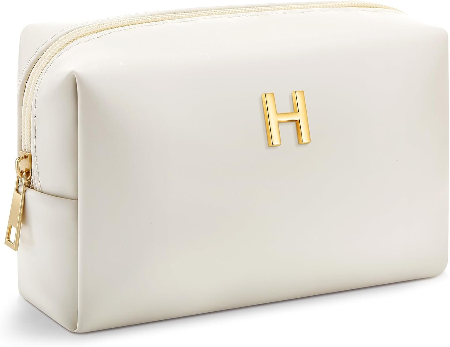 Fournisseur Grossiste Petit Sac de Maquillage Monogrammé en Cuir Beige pour Femmes Pochon Toilette Voyage OEM (H)