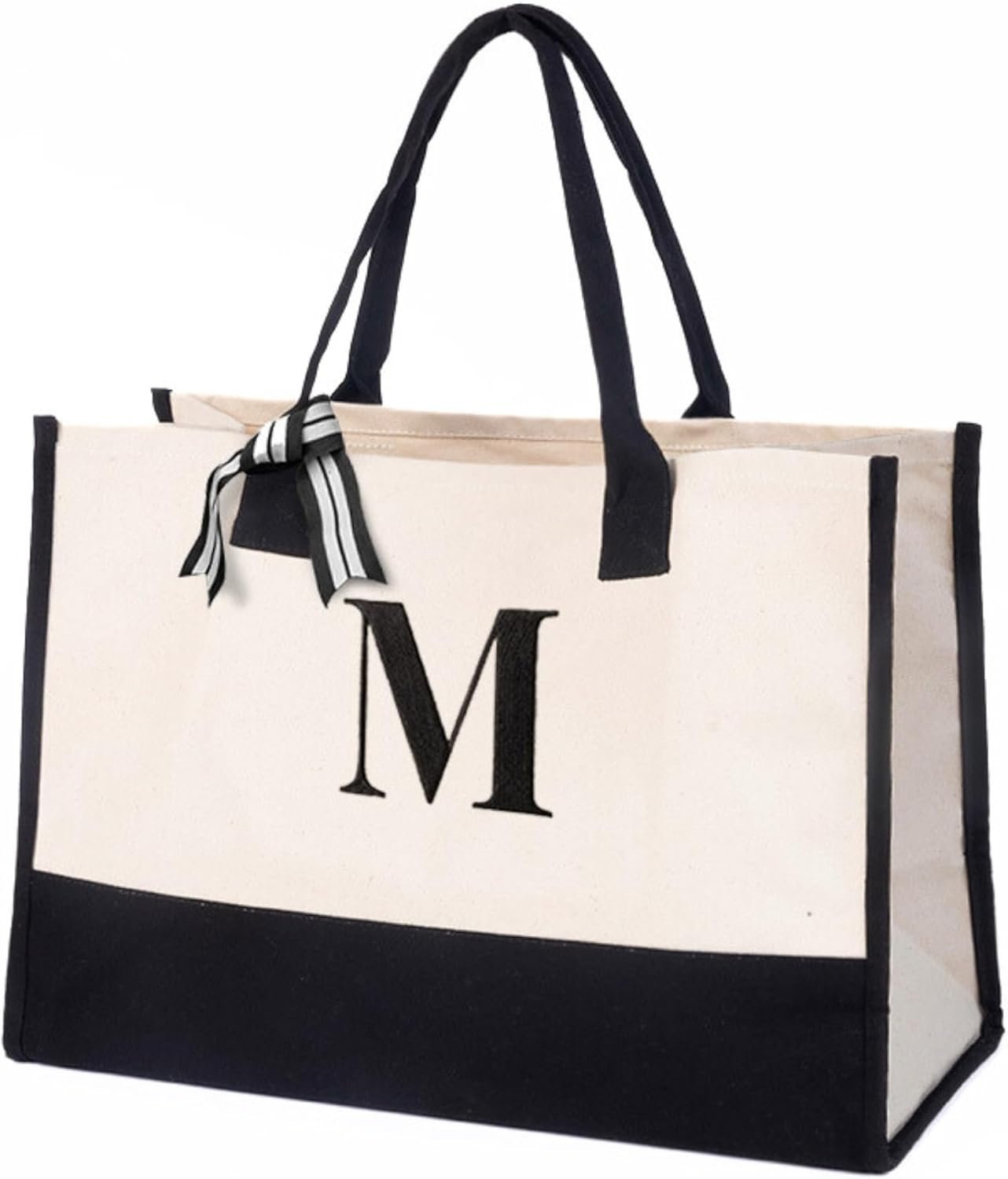 Grossiste Grand Sac Cabas en Toile de Coton Monogrammé Initiales pour Femmes Logo Personnalisé Réutilisable Plage Courses Travail Voyage Fabricant